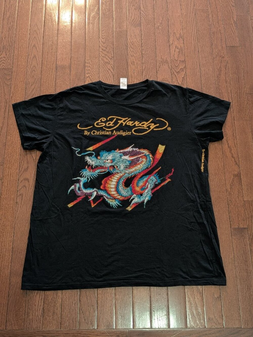 Ed Hardy By Christian Audigier Rhinestone Dragon T-Shirt - Size XXL